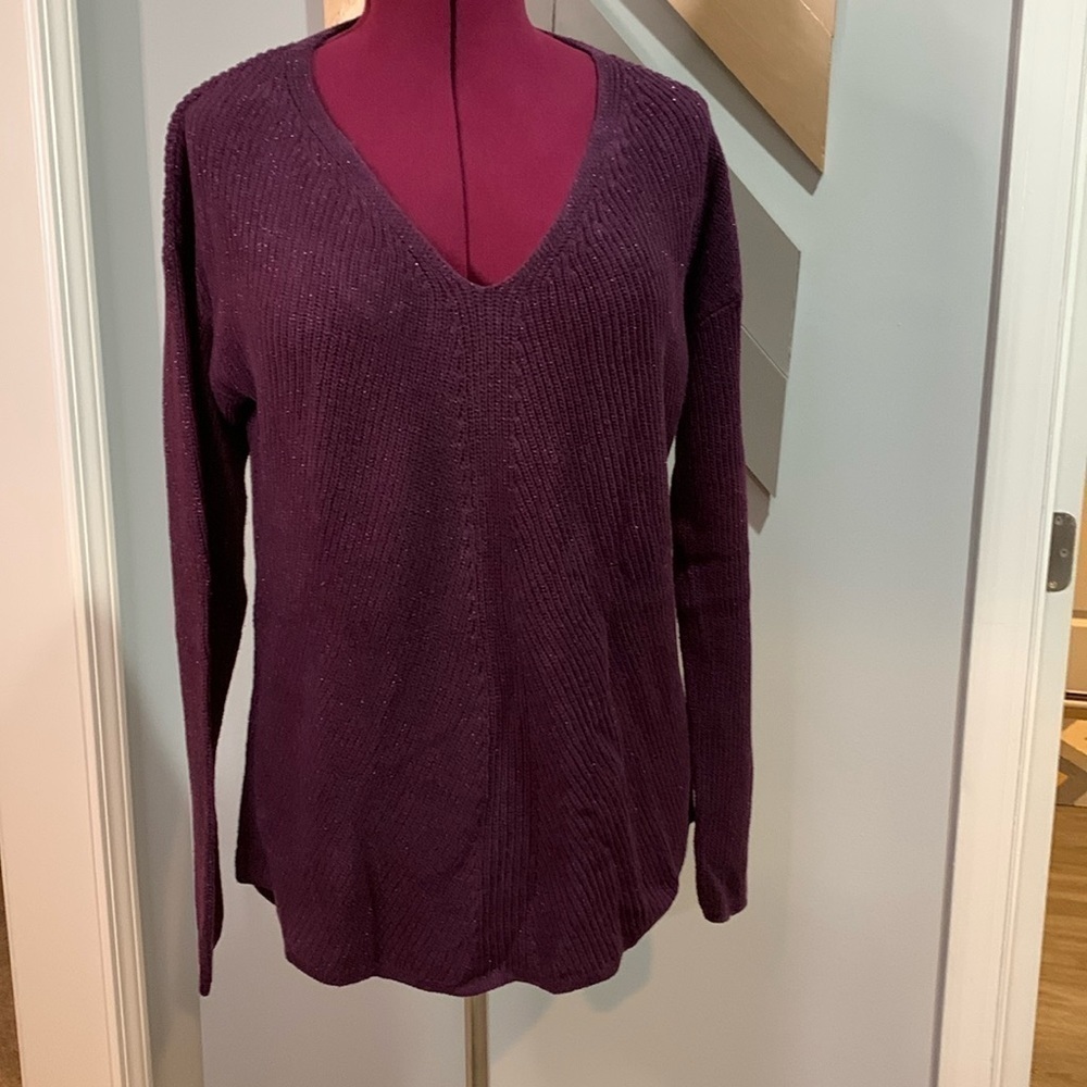 Ana wine colored V-neck sweater size large